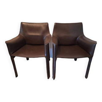 Pair of Mario Bellini CAB 413 Cassina armchairs