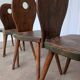 Set of 4 Vintage Brutalist Wooden Chair / Rustic Farmhouse Dining Chair