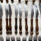 Set couverts 36 pièces manches en bois et inox , années 70