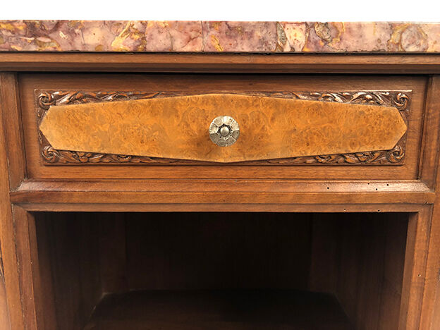 Bedside furniture wood and marble art deco period