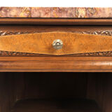 Bedside furniture wood and marble art deco period