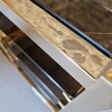 70s glass TV cabinet shelf console