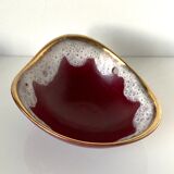 Earthenware pocket tray, red covered and foam with gilding