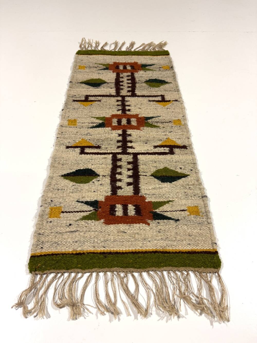 Woolen kelim wall hanging table runner Poland 1970’s