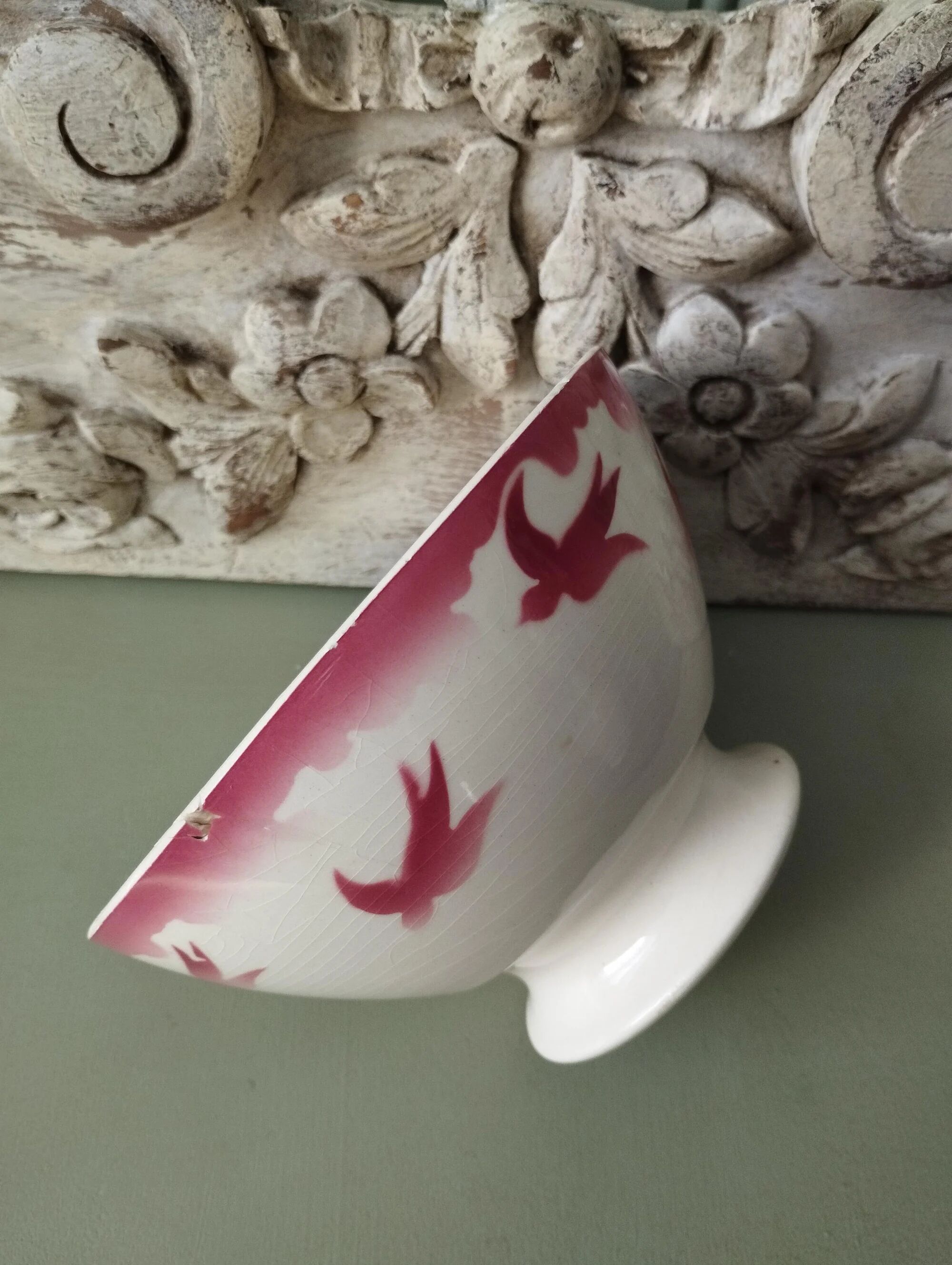 Badonviller earthenware bowl "Swallows"