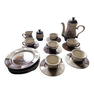 Complete coffee and dessert service 21 pieces in ceramic - Japanese decor