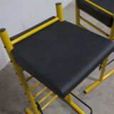 Paire de tabouret de bar italien ajustables jaune laqué et noir