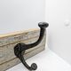 Solid teak coat hook with 2 double cast iron hooks