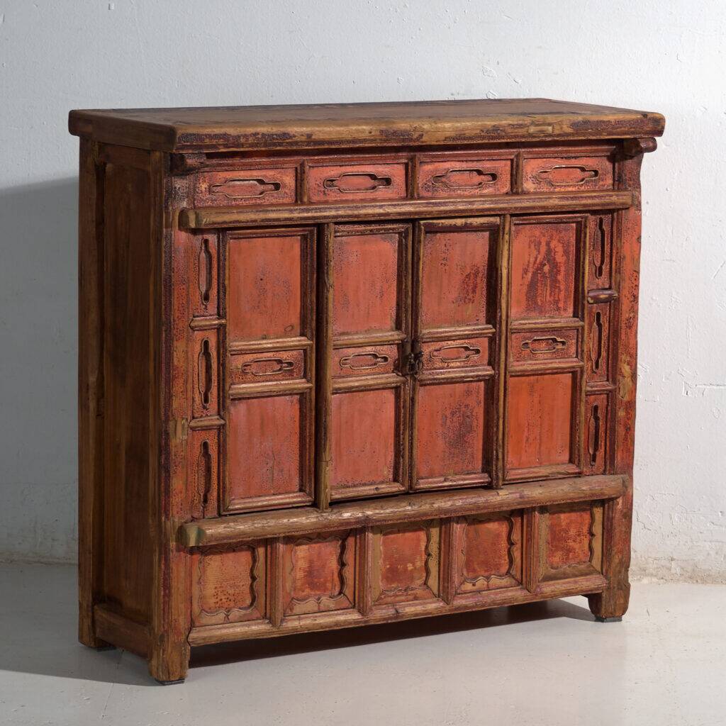 Shanxi buffet in original red paint with four drawers – China, circa 1930