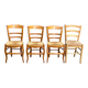 4 chaises de cuisine en bois massif paillées