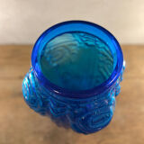 Vase art déco en verre bleu cobalt