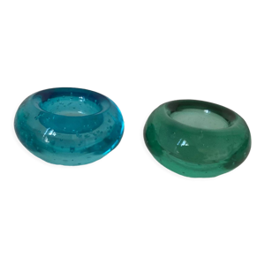 2 bougeoirs en verre - murano