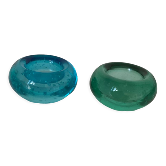 2 Murano glass candle holders