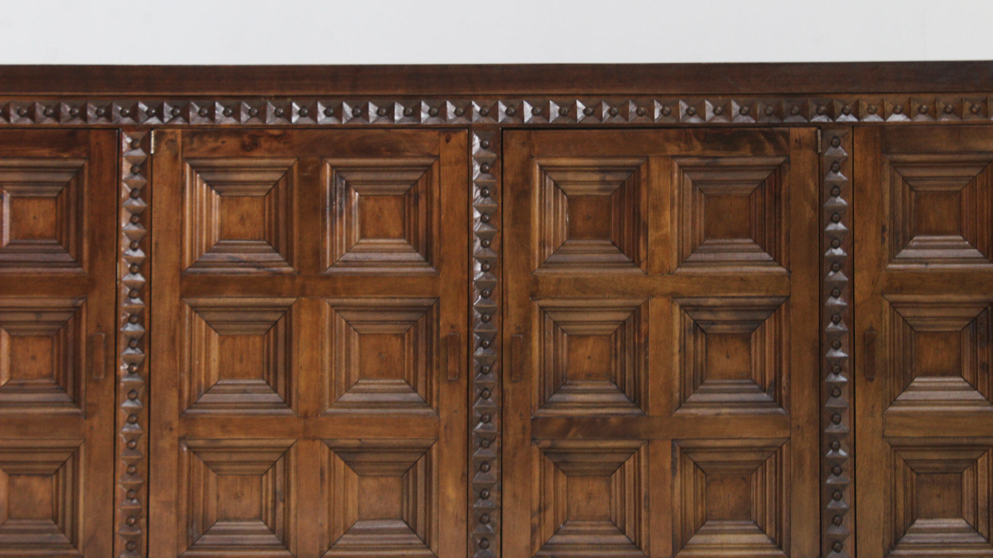 Spanish brutalist sideboard room divider solid walnut wood 1960s