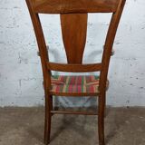 Art Deco wood and straw armchair