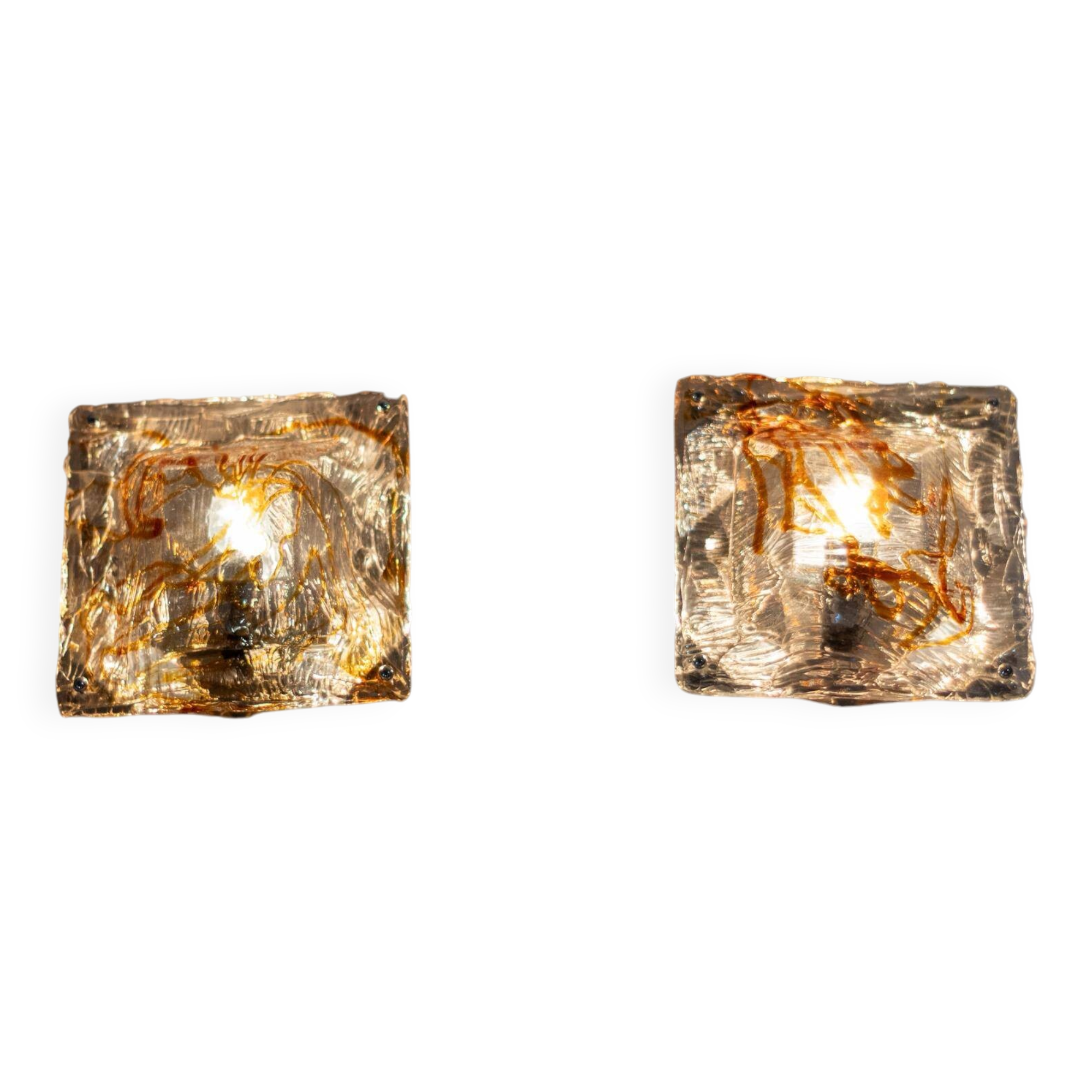 1970s Pair of “Diamante” Murano Glass Wall Sconces by Mazzega