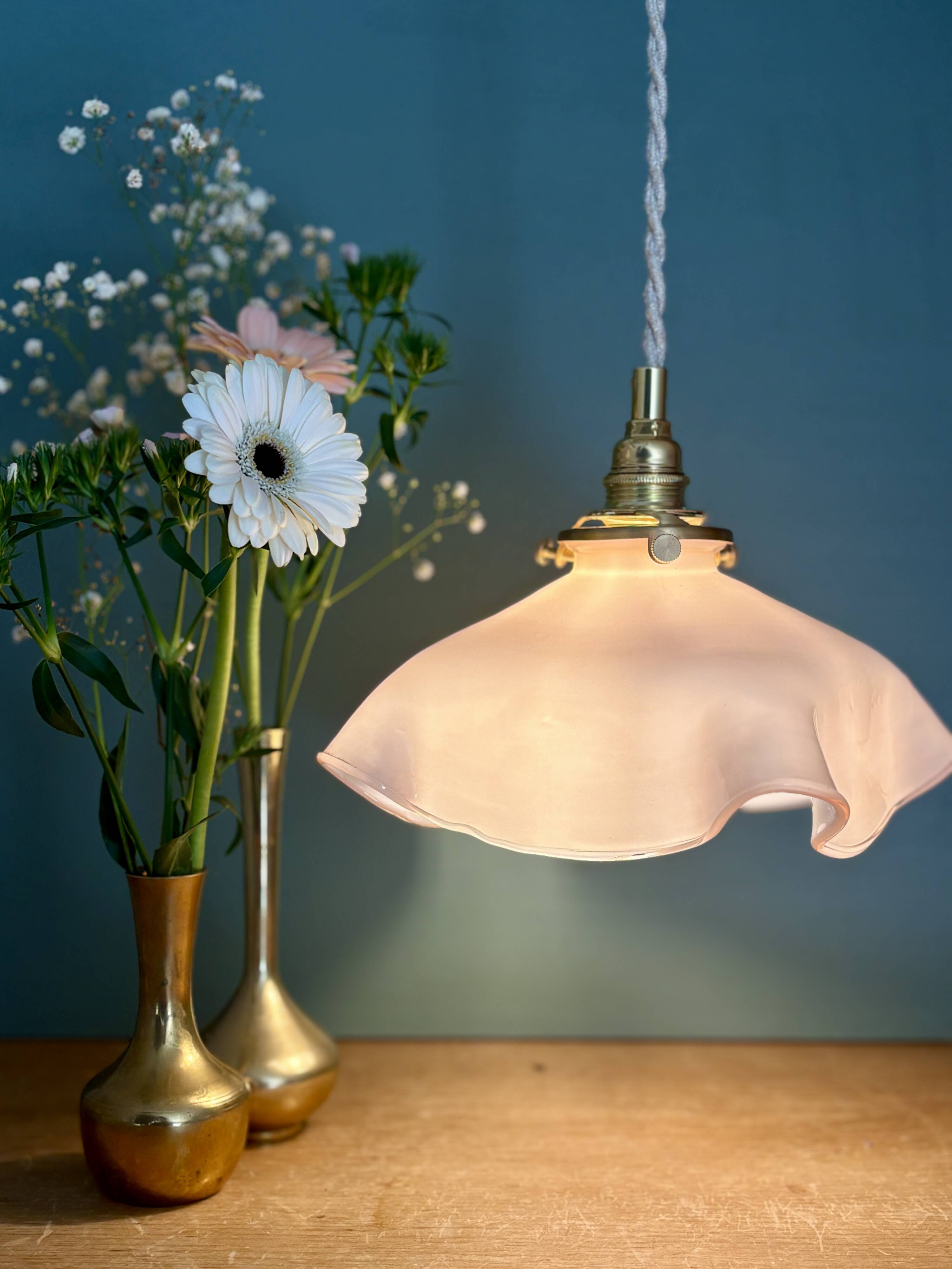 Vintage pink opaline pendant light