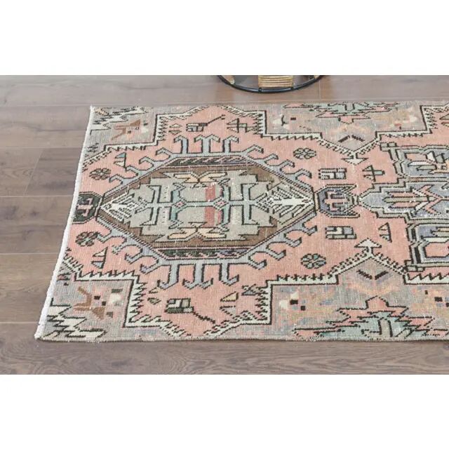1970s Turkish Oushak Handmade Wool Cotton Orange Runner Rug 78x327