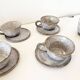 Service à café, tasses en grès émaillé vintage