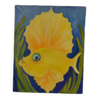 Huile sur toile poisson soleil