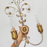 Vintage Italian wall lamp in gold and silver metal (52 cm)