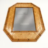 Console with sidetable and mirror in bamboo and rattan