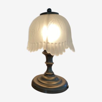 Art deco brass lamp and glass paste
