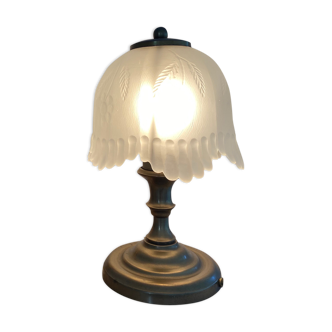 Art deco brass lamp and glass paste