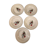 lot of 5 hollow plates Mill of wolves golden floral decoration