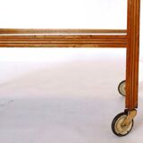 Rolling side table smoked mirror trays