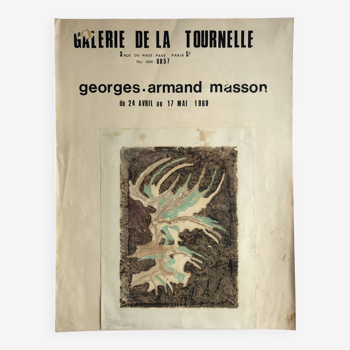 Georges-Armand MASSON, Galerie de la Tournelle, 1969. Original poster assembly