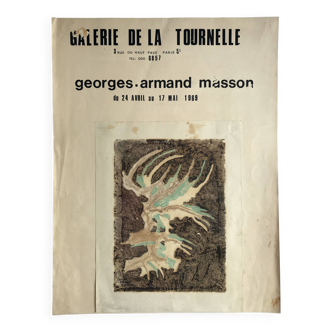 Georges-Armand MASSON, Galerie de la Tournelle, 1969. Montage original d'affiche