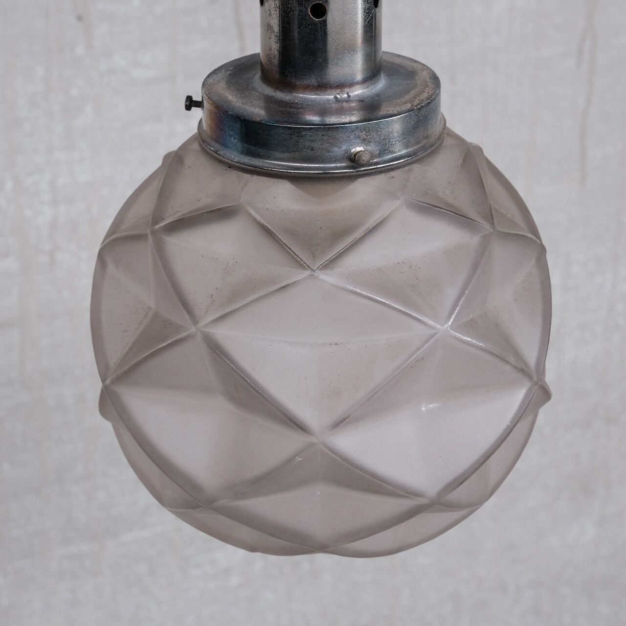 Geometric etched glass art deco pendant light