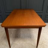 Scandinavian rectangular teak dining table with 4 tapered legs