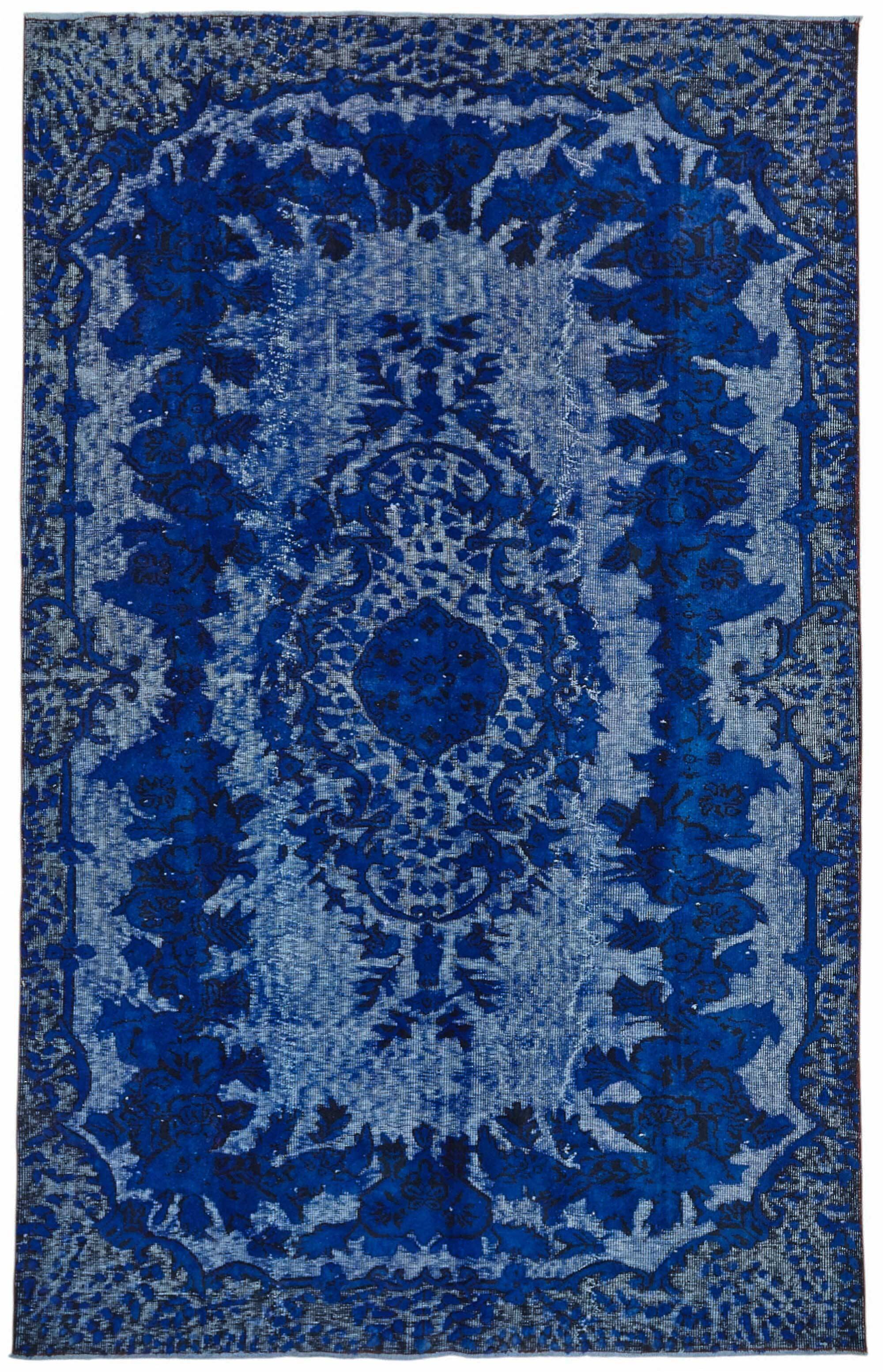 Overdyed Wool Vintage Handmade Carved Rug 168 cm x 262 cm