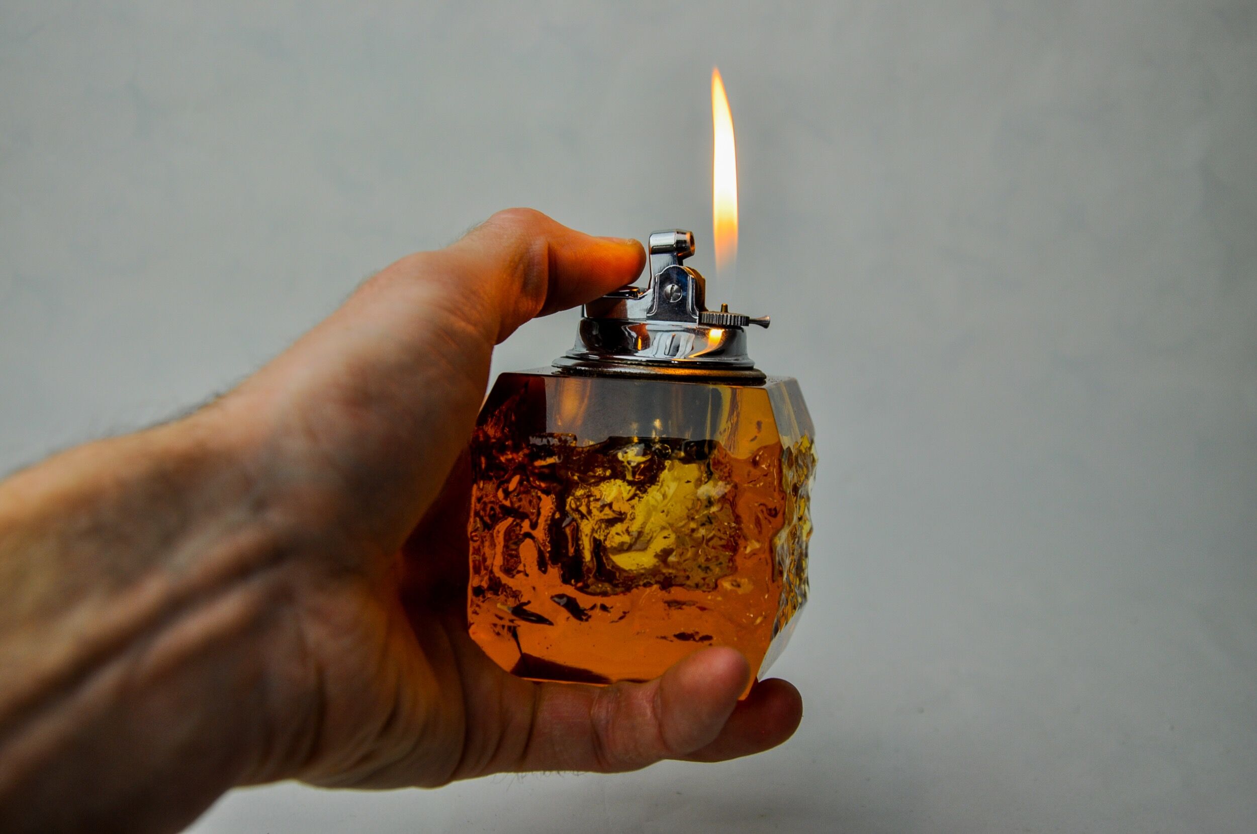 Orange ice lighter by Antonio Imperatore, murano glass, Italy, 1970