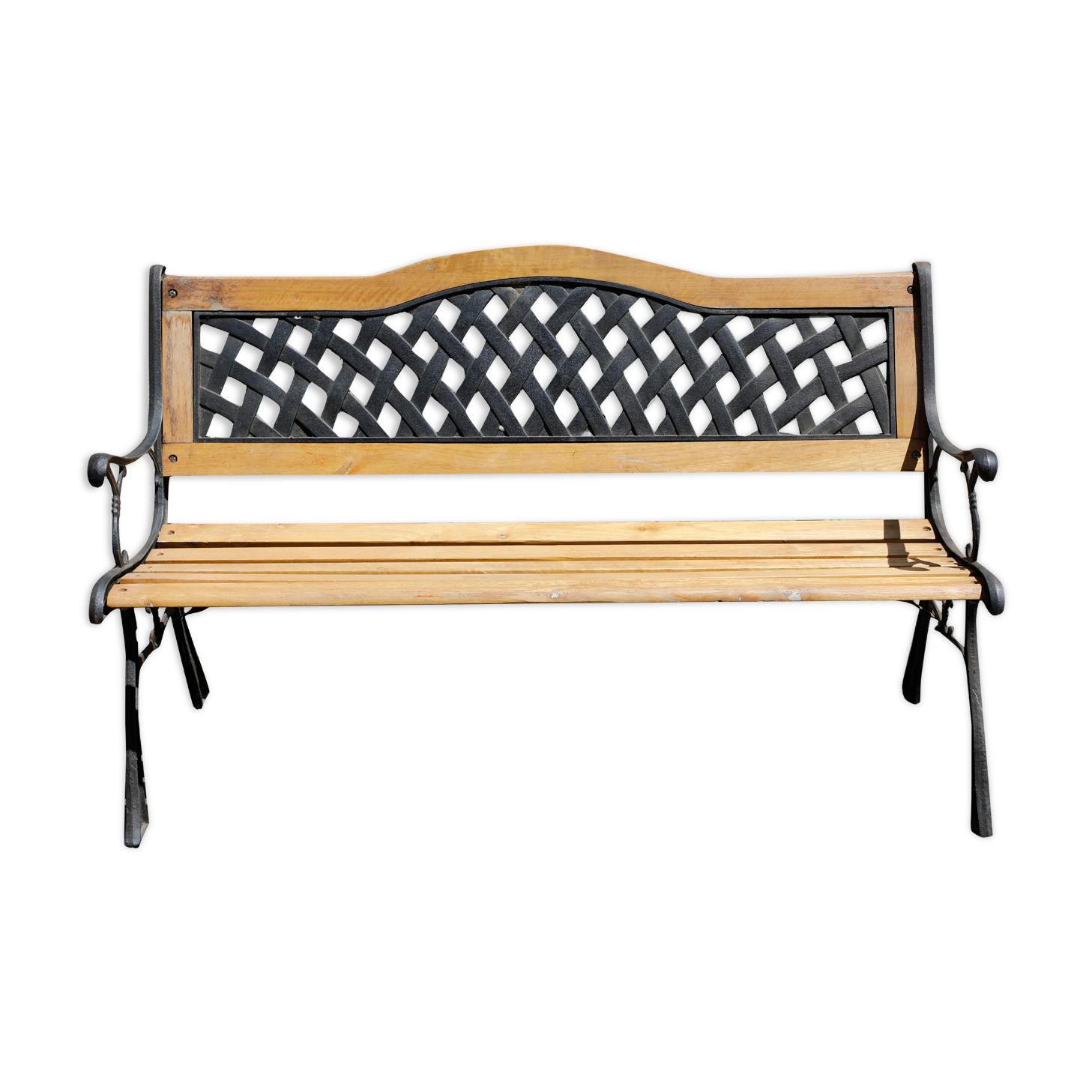 Wood and cast iron garden bench