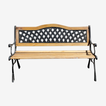 Wood and cast iron garden bench