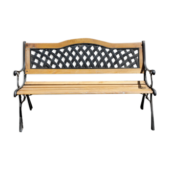 Wood and cast iron garden bench