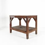 French industrial console table in solid wood, 1920s
