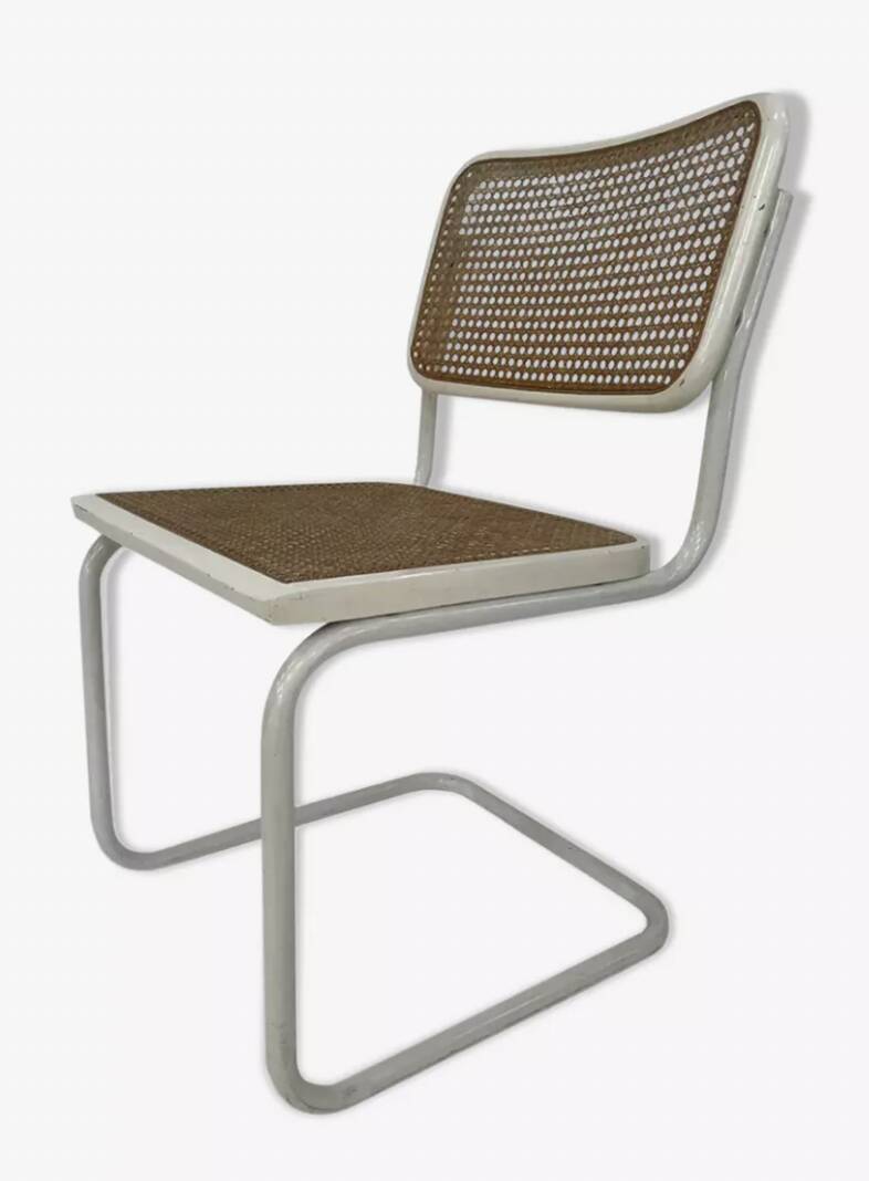 Set of 4 Cesca b32 model chairs in white by Marcel Breuer