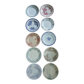 10 assiettes plates anciennes en Terre de fer