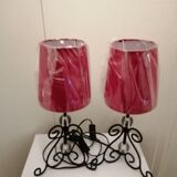 Paire de lampes en fer forge