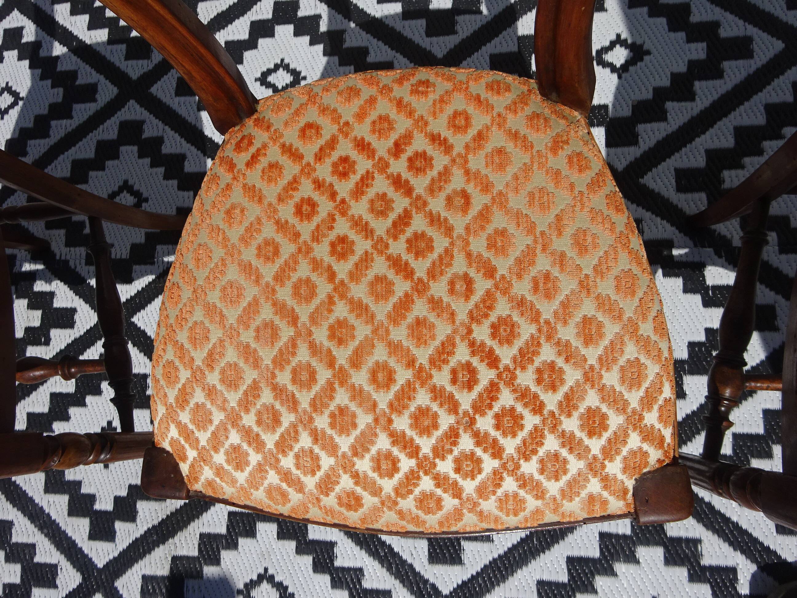 Antique Louis Philippe style chairs in walnut and velvet