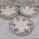 Lot de 9 assiettes diverses en faïence ancienne début 1900 décor roses bleues
