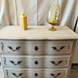 Curved chest of drawers raw oak 3 drawers