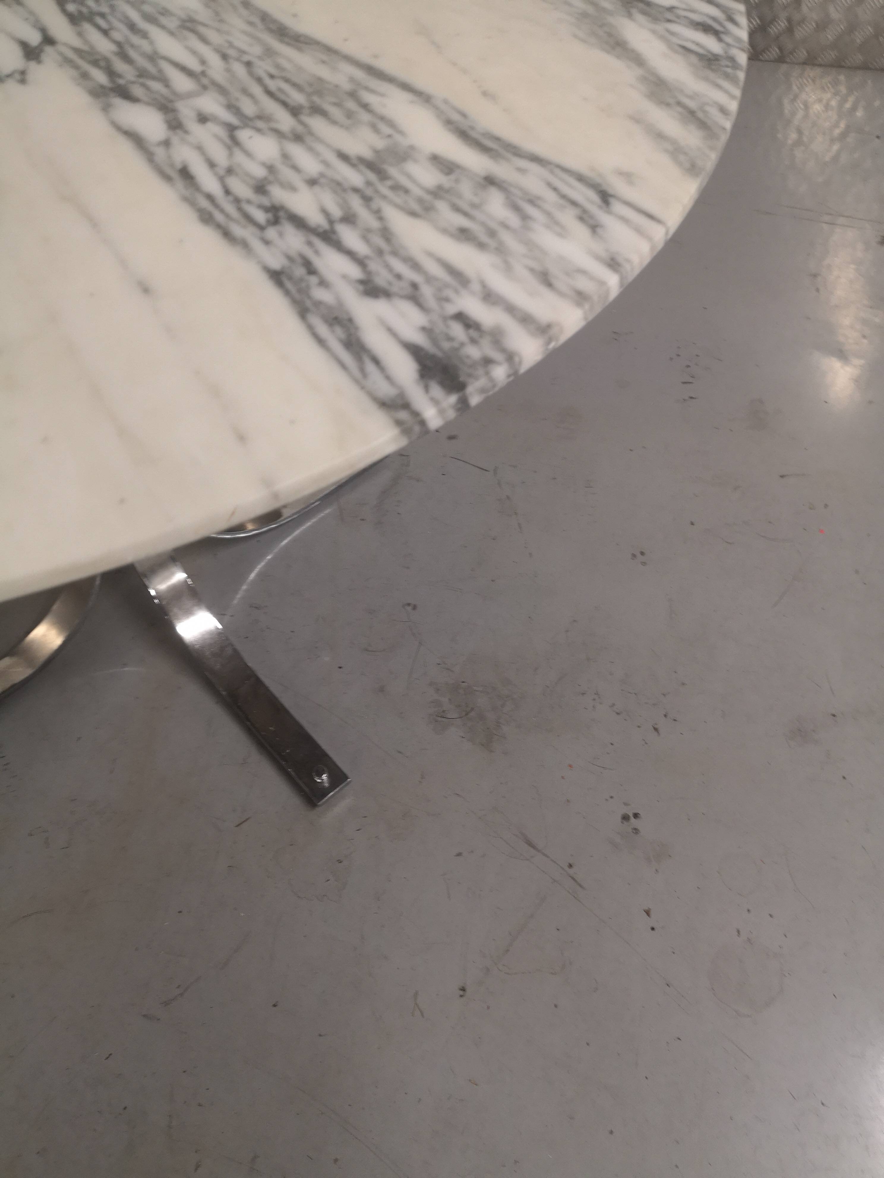 tulip table in marble and chrome metal italy 1970