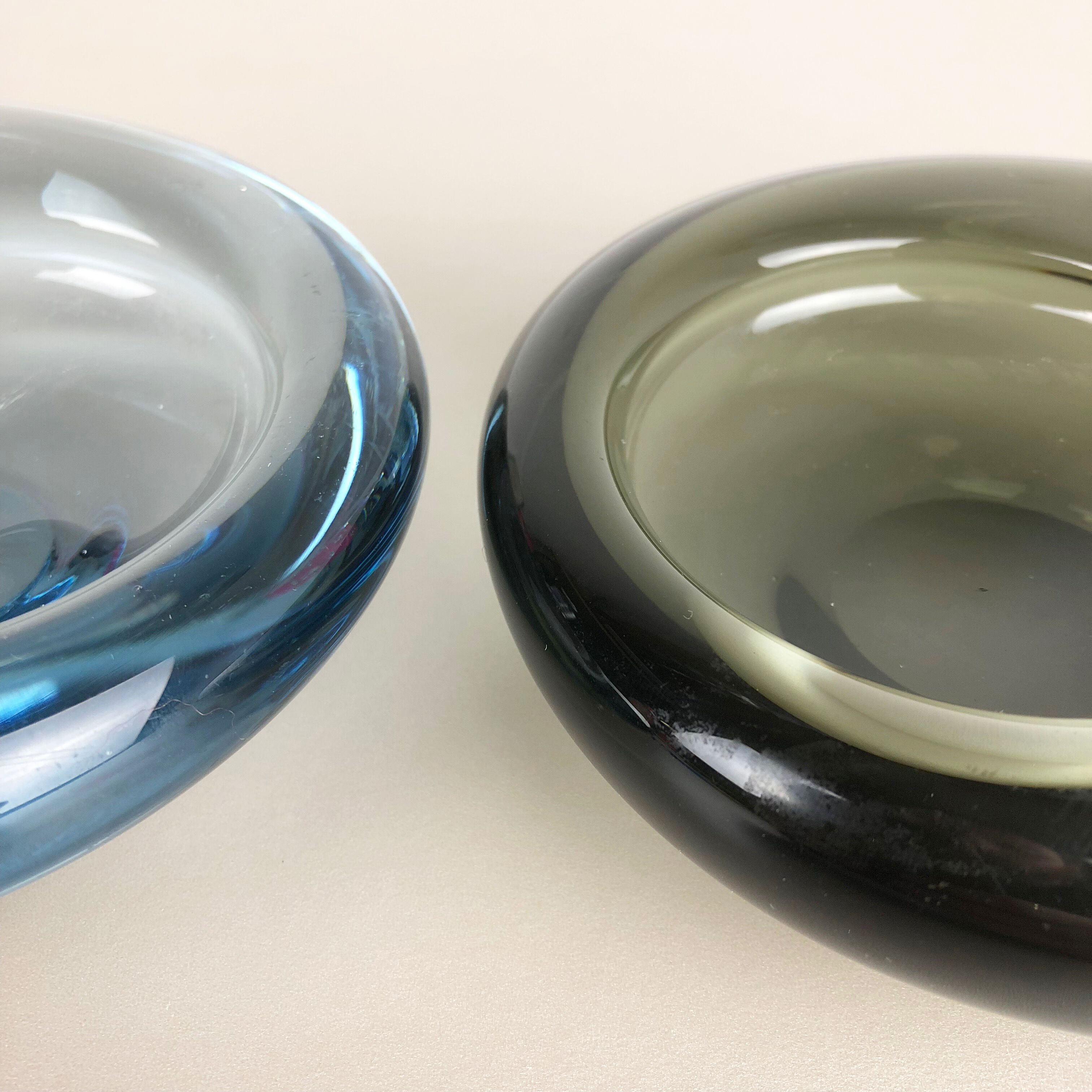 Set of 2 Glass Shell Bowl Elements by Per Lutken for Holmegaard, Denmark, 1960s