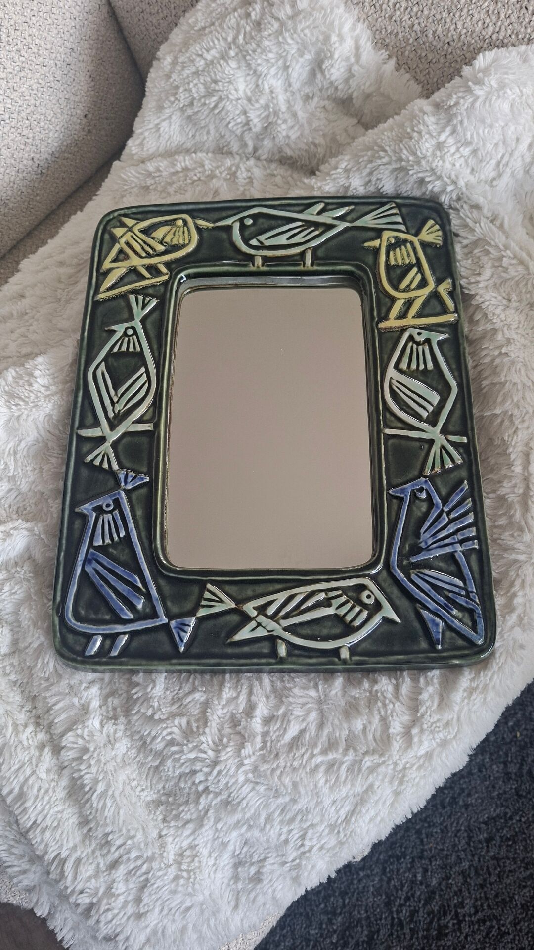 Ceramic Bird Mirror Lisa Larson Harlequin Series / Gustavsberg