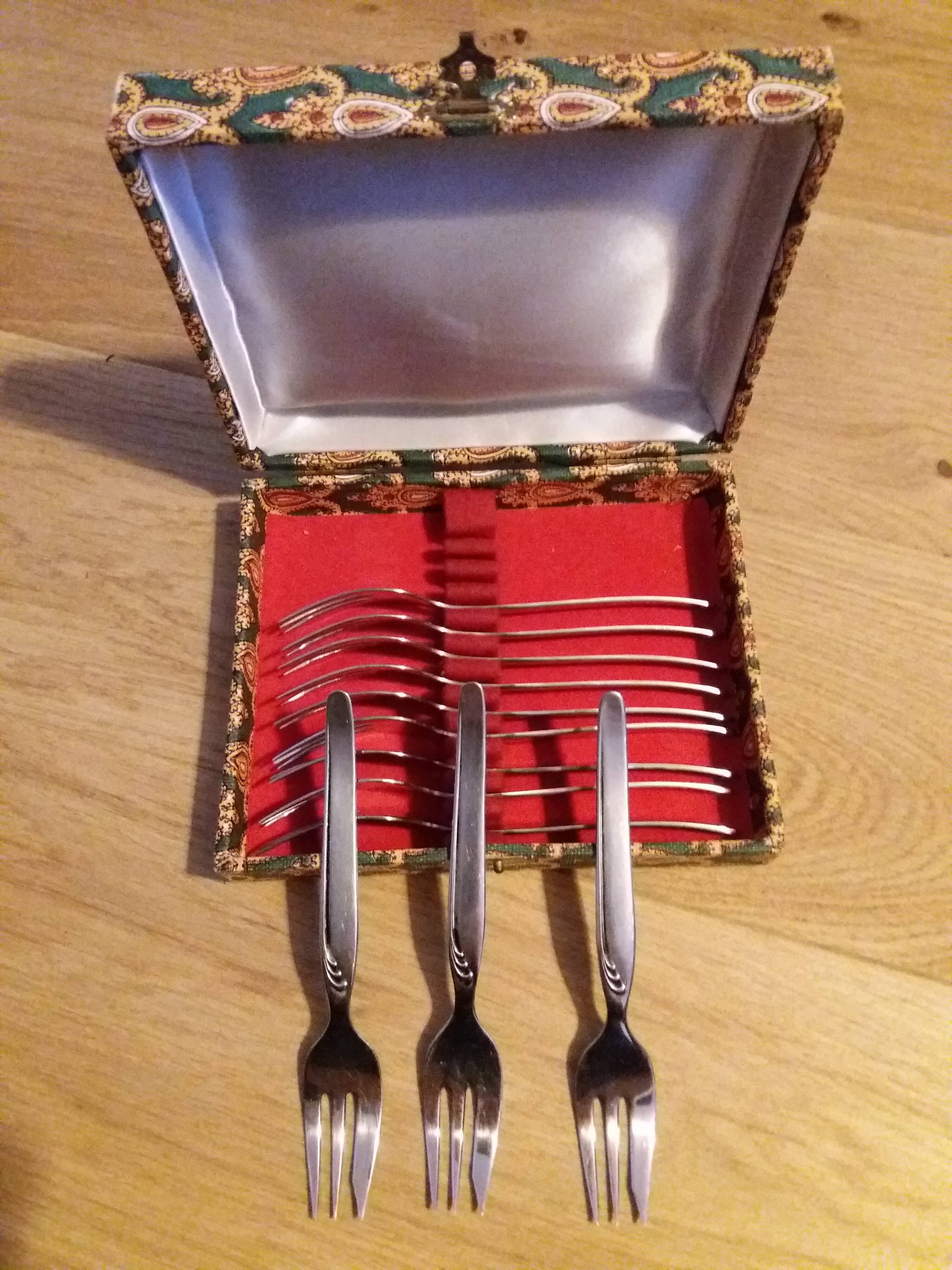 SMS Barenthal brand stainless steel dessert forks in a box